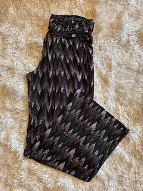 Robert Louis Black and White Dotted Chevron Pants O-Ring Detail Waist